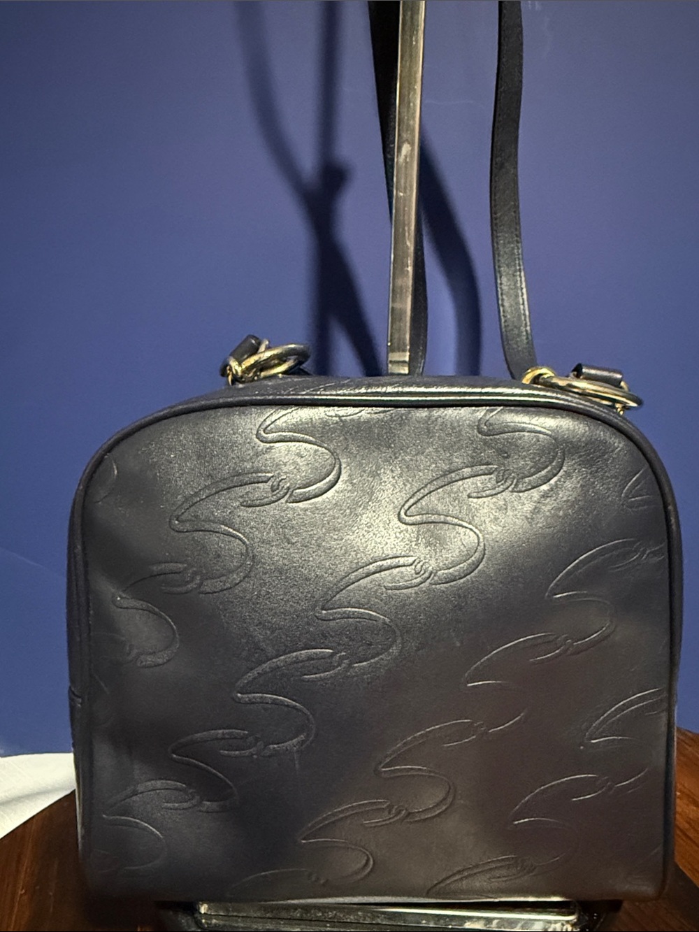 ARNOLD SCAASI 1980s Italian Leather Logo Embossed Micro Bag Crossbody